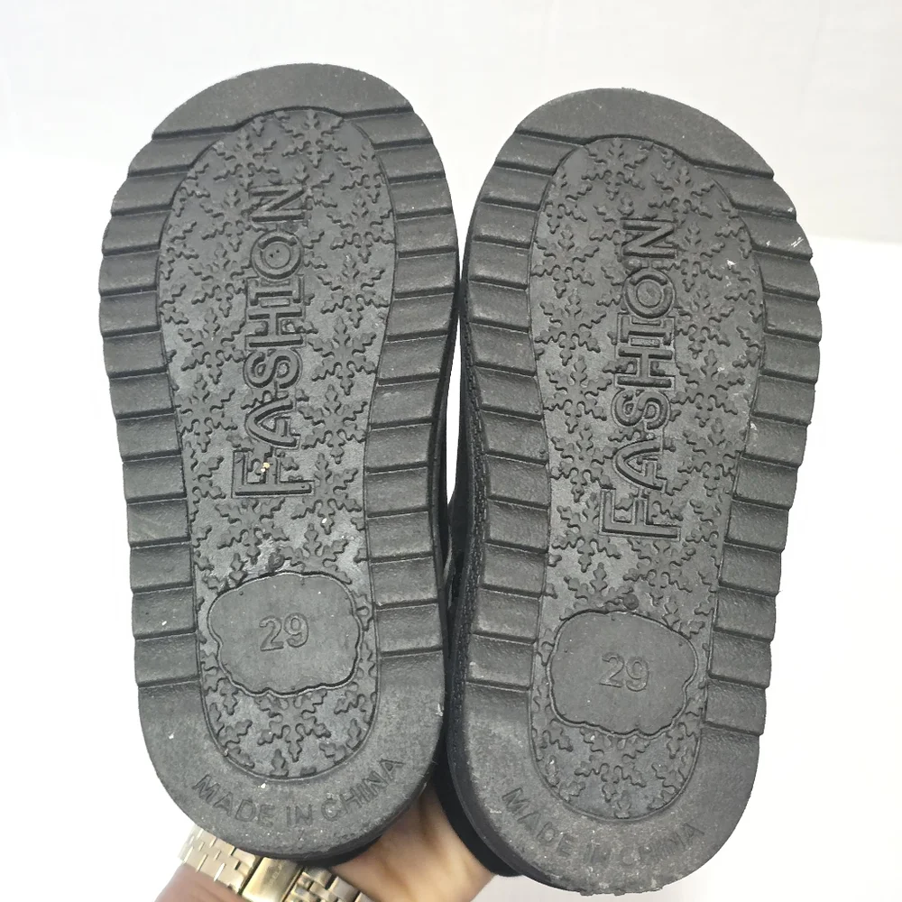 Fashon Fuzzy Snow Boots Toddler Girls Size EU29 Black Warm Winter Cozy